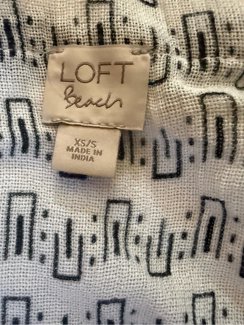 LOFT White Cover-Up with Black Geometric Print